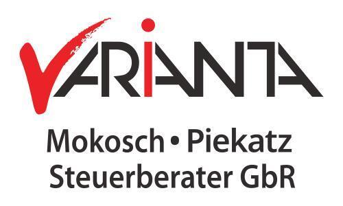 Logo der Steuerberatungsgesellschaft "VARIANTA" mit den Namen Mokosch und Piekatz.