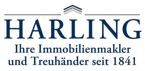 Logo von Harling, Immobilienmakler seit 1841, in Blau und Grau auf weißem Hintergrund.