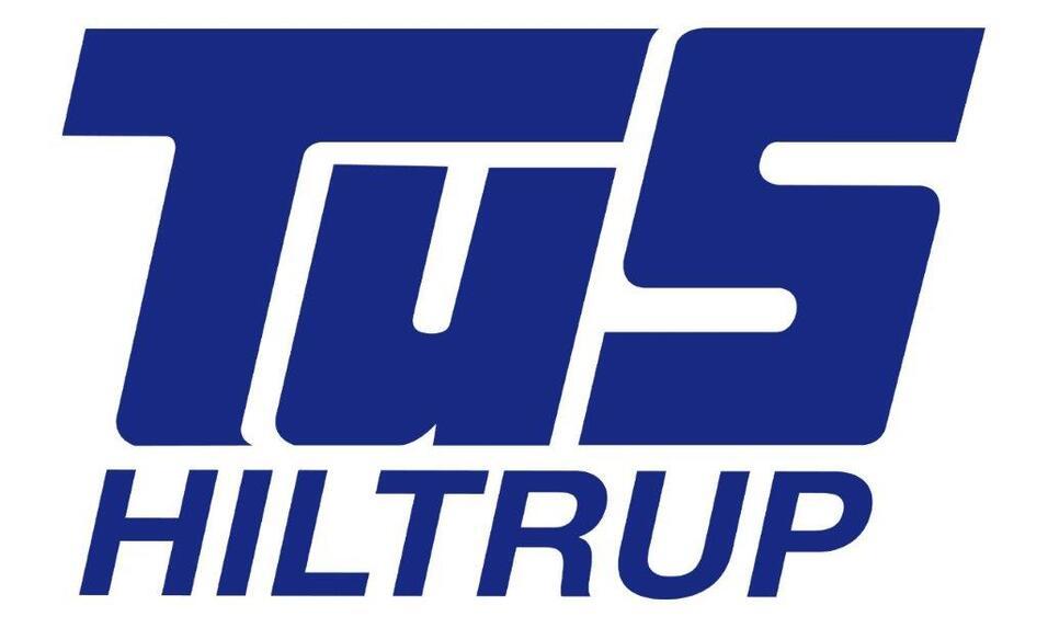 Logo des TuS Hiltrup in blauer Schrift auf weißem Hintergrund.