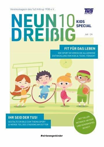 Vereinsmagazin des TuS Hiltrop mit dem Titel "NEUN DREIßIG", Thema: Sportförderung für Kinder und Jugendliche.