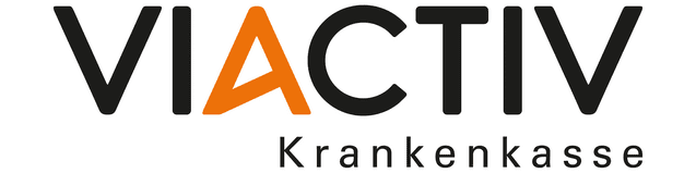 Logo der VIACTIV Krankenkasse, bestehend aus schwarzen Buchstaben und einem orangefarbenen „A“ in der Mitte.