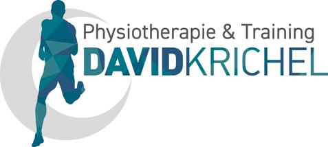 Logo für Physiotherapie und Training mit stilisierter laufender Figur und Text "David Krichel".